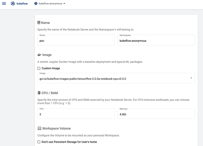 Kubeflow Create Jupyter Server alt_text
