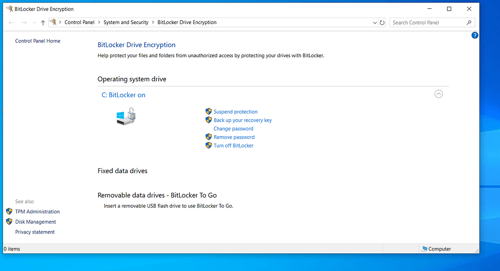 windows 10 home bitlocker