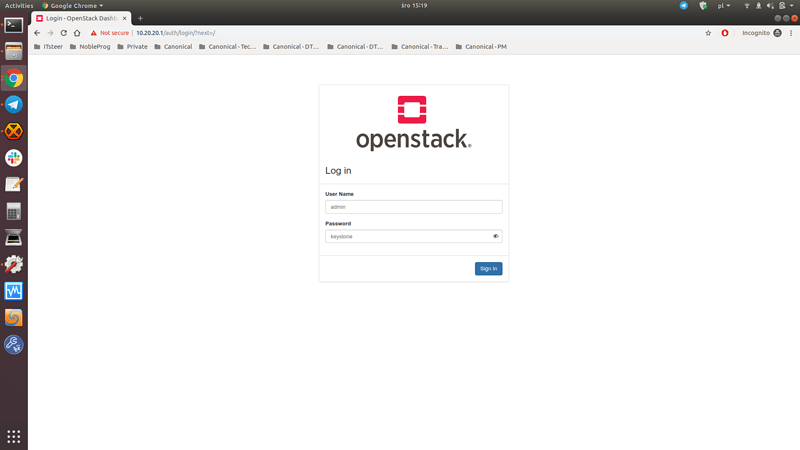 OpenStack login page