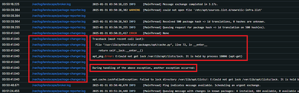 Landscape client failing due to it's own locks - Support and Help