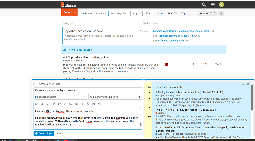 Ubuntu Wide Screen External monitor - display is too wide - Support and Help - Ubuntu ...