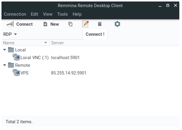 reminna vnc through ssh failed to bind on local port