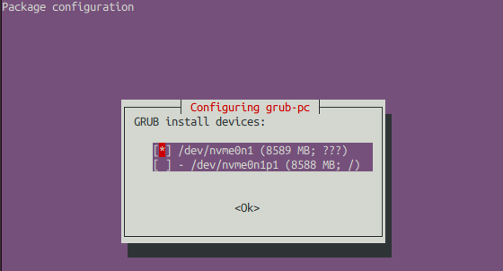 GRUB install devices